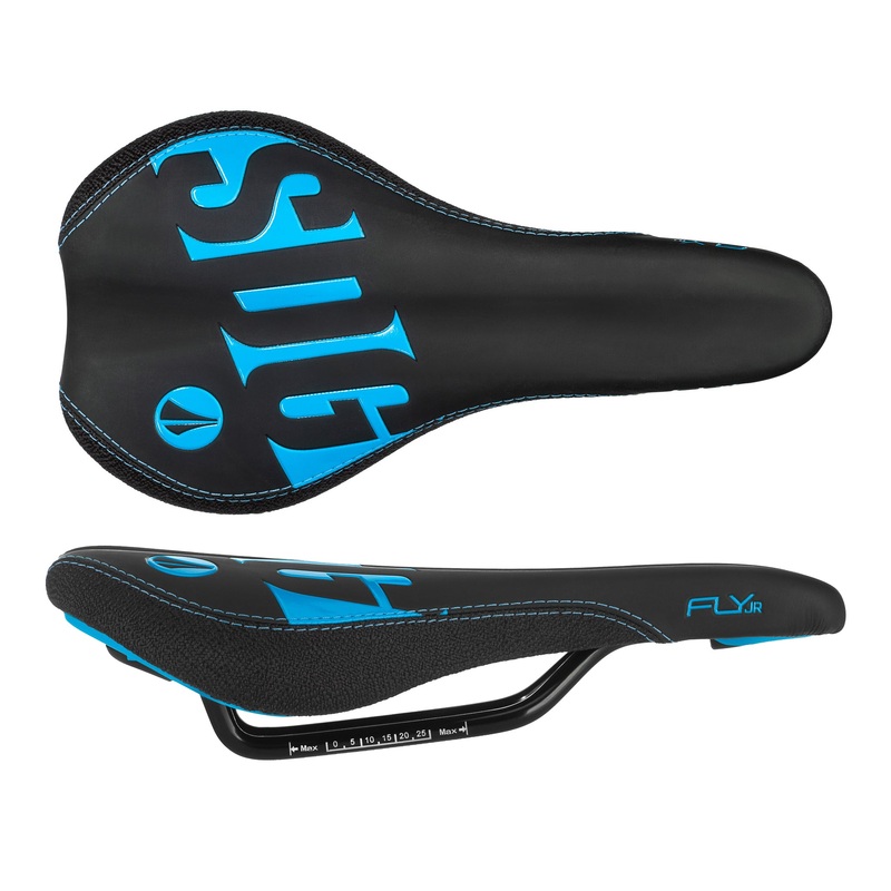 SDG Fly Jr Saddle Steel Rails – Blk/Cyan