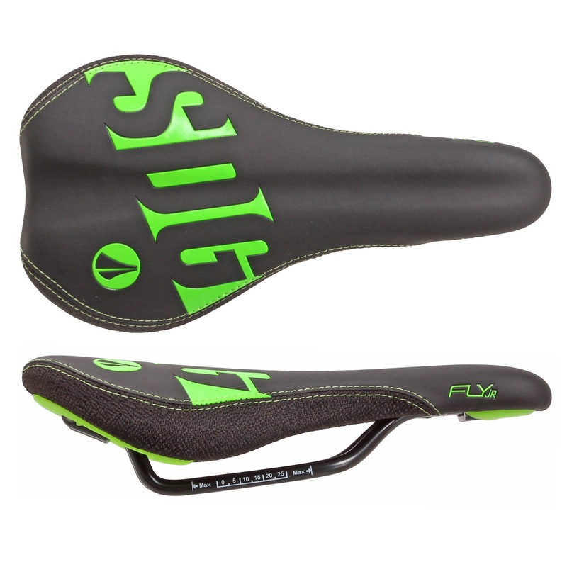 SDG Fly Jr Saddle Steel Rails – Blk/Green