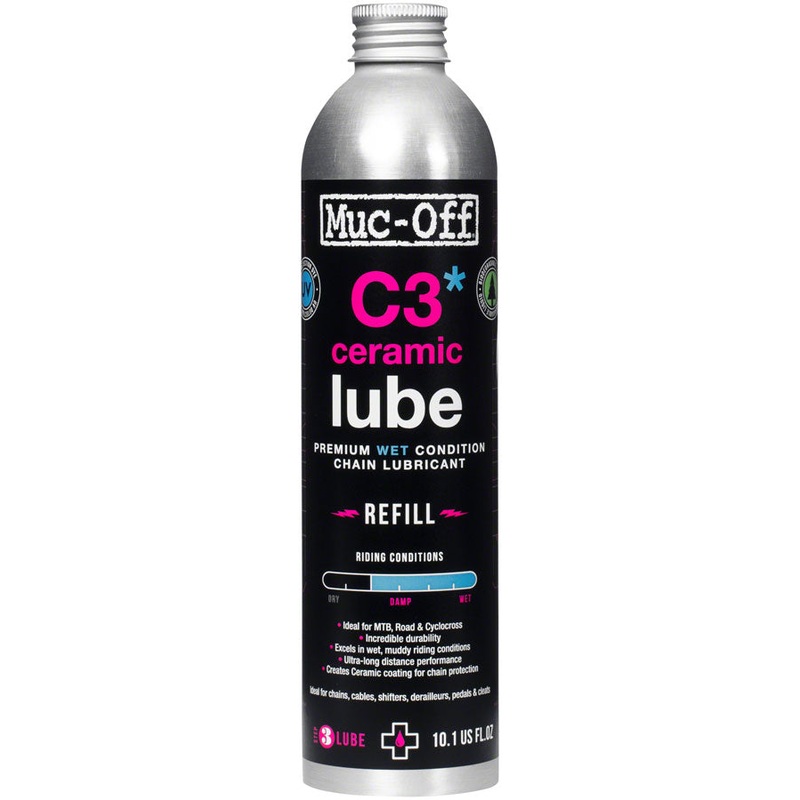 Muc-Off C3 Wet Ceramic Bike Chain Lube – 300ml Aluminum Refill Bottle