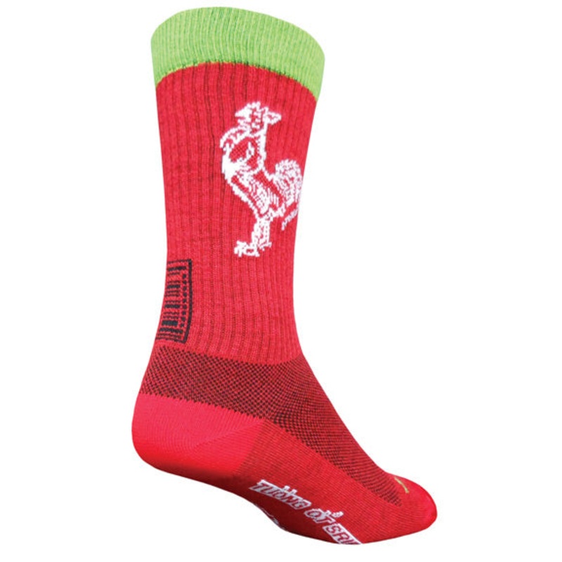 Sockguy Sriracha Acrylic Crew Socks 5-6 Red/Green