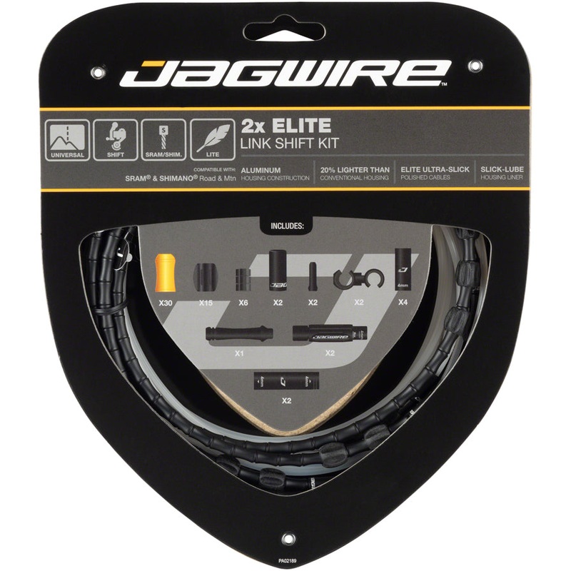 Jagwire 2x Elite Link Shift Cable Kit SRAM/Shimano Polished Ultra-Slick Cables BLK