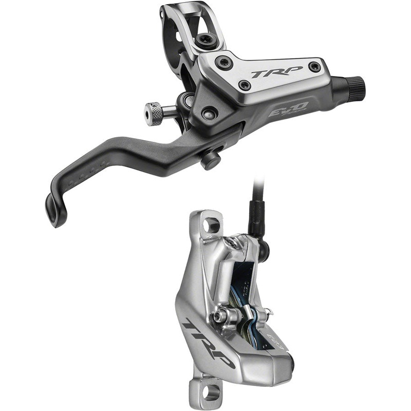 TRP EVO Pro HD-M9040 Disc Brake Lever – Right/Front Rear 1900mm Hose Post Mount 4-Piston Gray