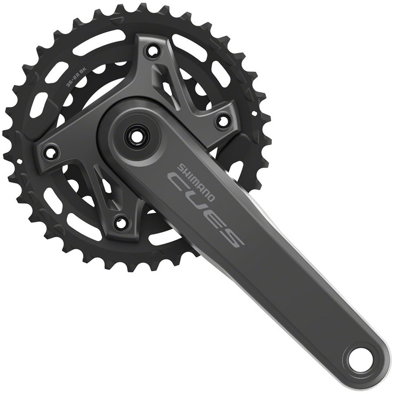 Shimano CUES FC-U6000-2B Crankset – 175mm 9/10/11-Speed 36/22t Asymmetric 96 BCD Hollowtech II CL 3mm Outboard BLK
