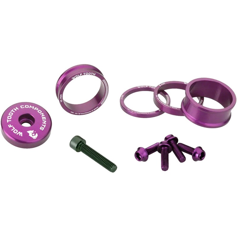 Wolf Tooth Headset BlingKit – 3 5 10 15mm Spacers Top cap Integrated 5mm Spacer Ultraviolet Purple