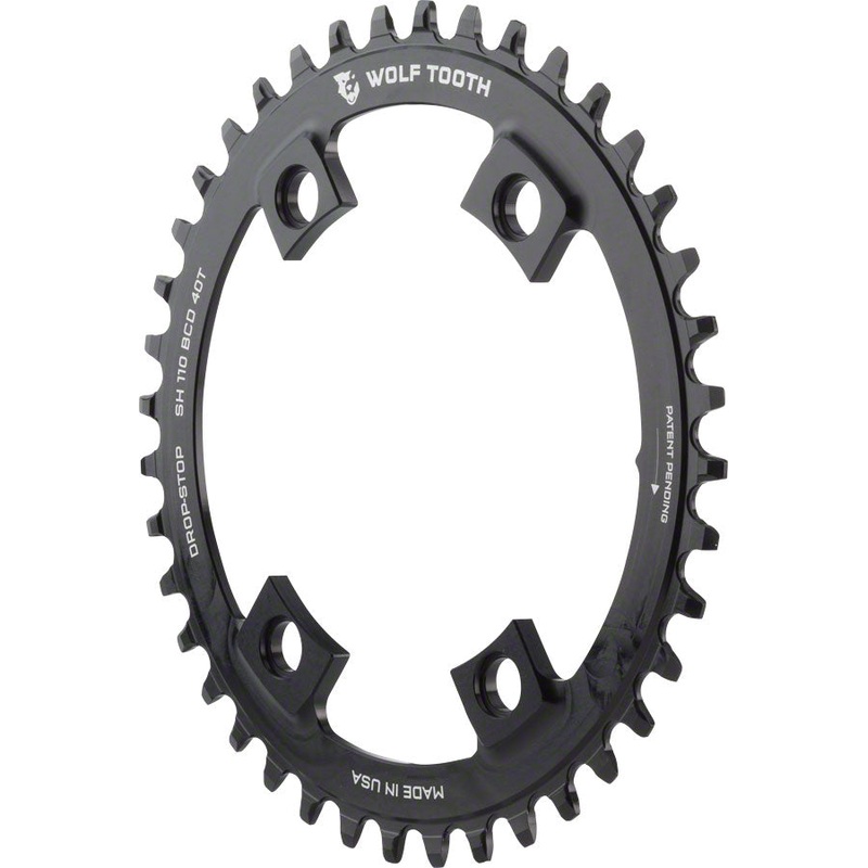 Wolf Tooth Shimano 110 Asymmetric BCD Chainring – 38t 110 Asymmetric BCD 4-Bolt Drop-Stop A For Shimano Cranks BLK