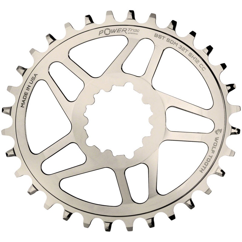 Wolf Tooth Elliptical Direct Mount Chainring – 32t SRAM 3-Bolt DM Drop-Stop ST For SRAM Boost Cranks Requires HG+ Chain Nickel Plated