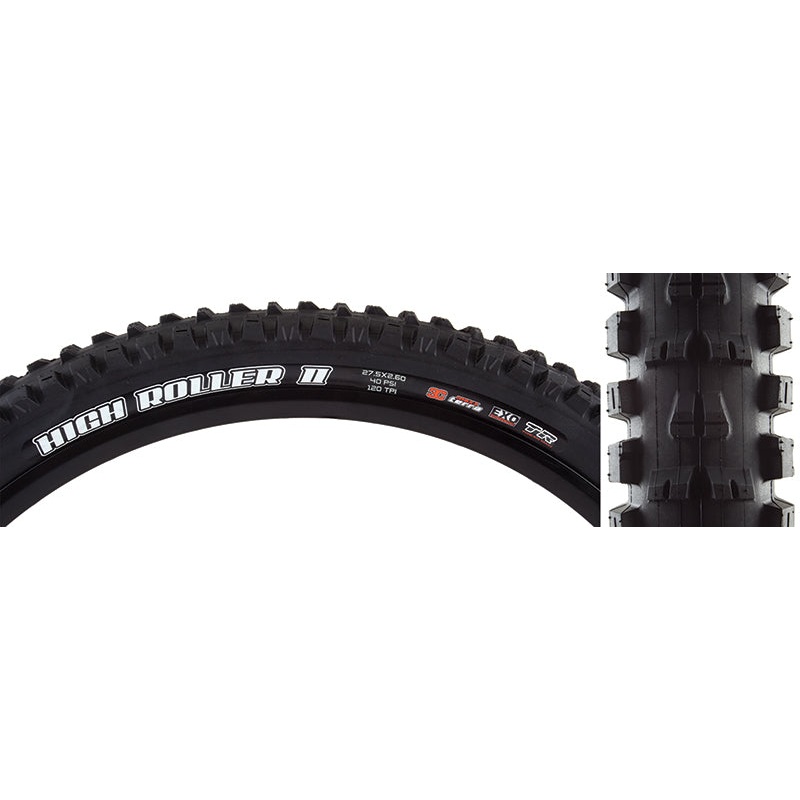 Maxxis High Roller II Tire – 27.5 x 2.6 Tubeless Folding BLK 3C MaxxTerra EXO Wide Trail