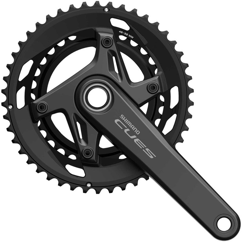 Shimano CUES FC-U6040-2 Crankset – 175mm 9/10-Speed 50/34t Asymmetric 110 BCD Hollowtech II Crankarms BLK