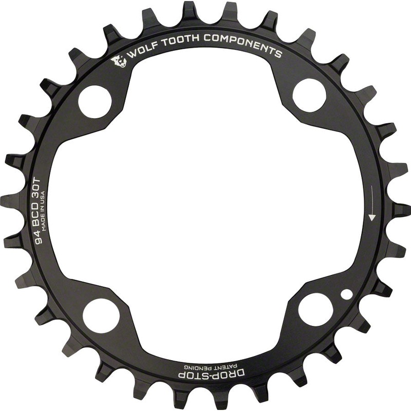 Wolf Tooth 94 BCD Chainring – 30t 94 BCD 4-Bolt Drop-Stop A For SRAM Cranks BLK