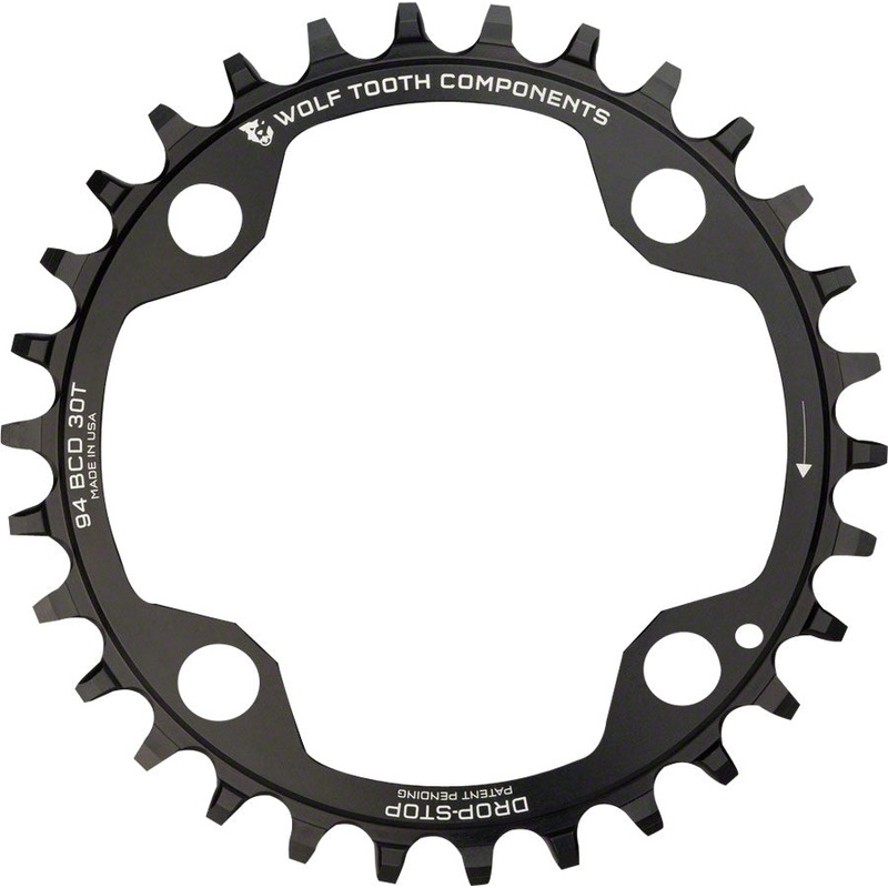 Wolf Tooth 94 BCD Chainring – 32t 94 BCD 4-Bolt Drop-Stop A For SRAM Cranks BLK