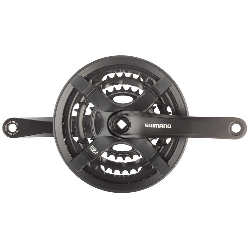Shimano Tourney FC-TY501 Crankset – 170mm 6/7/8-Speed 42/34/24t Riveted Square Taper JIS Spindle Interface BLK
