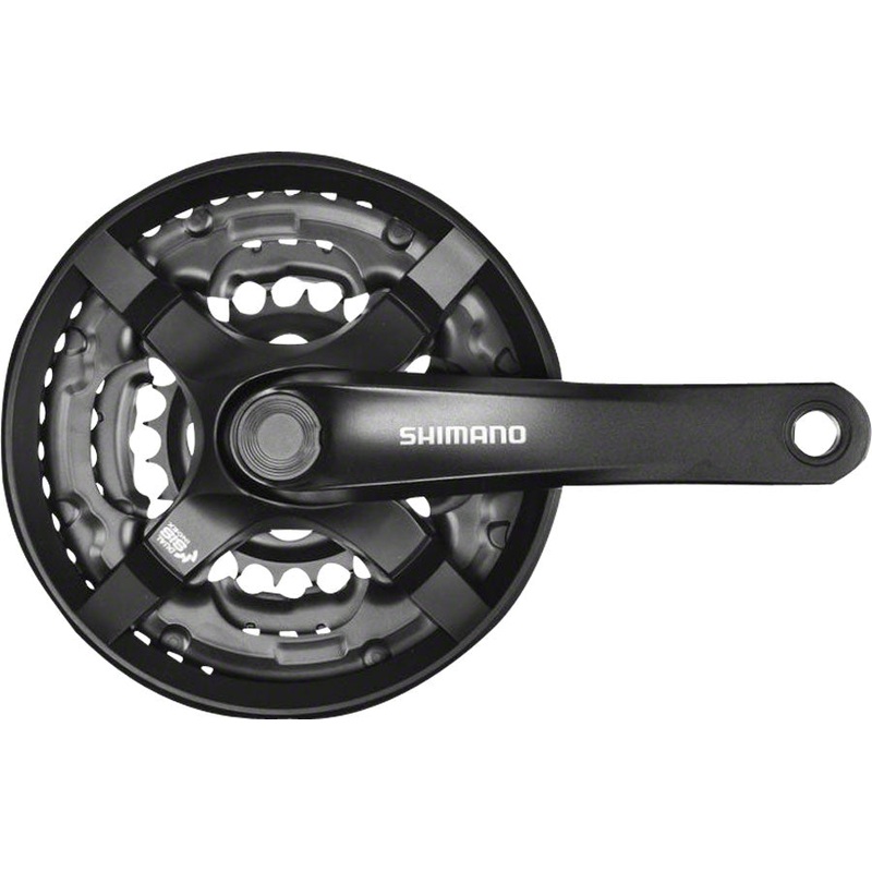 Shimano Tourney FC-TY501 Crankset – 170mm 6/7/8-Speed 48/38/28t Riveted Square Taper JIS Spindle Interface BLK