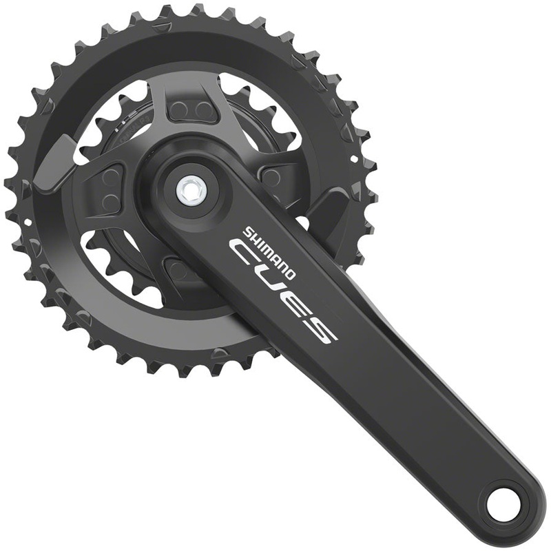 Shimano CUES FC-U4010-2B Crankset – 175mm 9/10/11-Speed 36/22t Riveted Hollowtech II Spindle Interface CL 3mm Outboard BLK