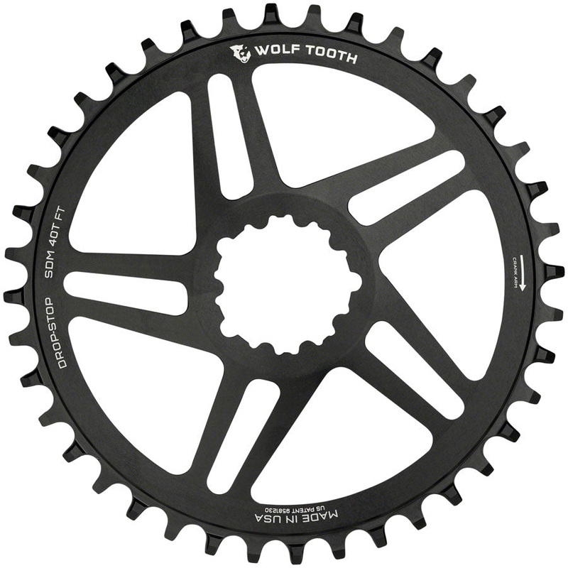 Wolf Tooth Direct Mount Chainring – 40t SRAM Direct Mount For SRAM 3-Bolt 6mm Offset Drop-Stop B Flattop Compatible BLK