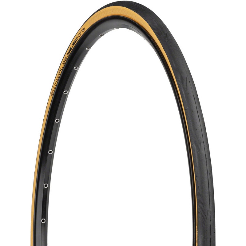 Schwalbe One Tire – 700 x 25 Tubeless Folding BLK/Tan Performance Line RaceGuard Addix