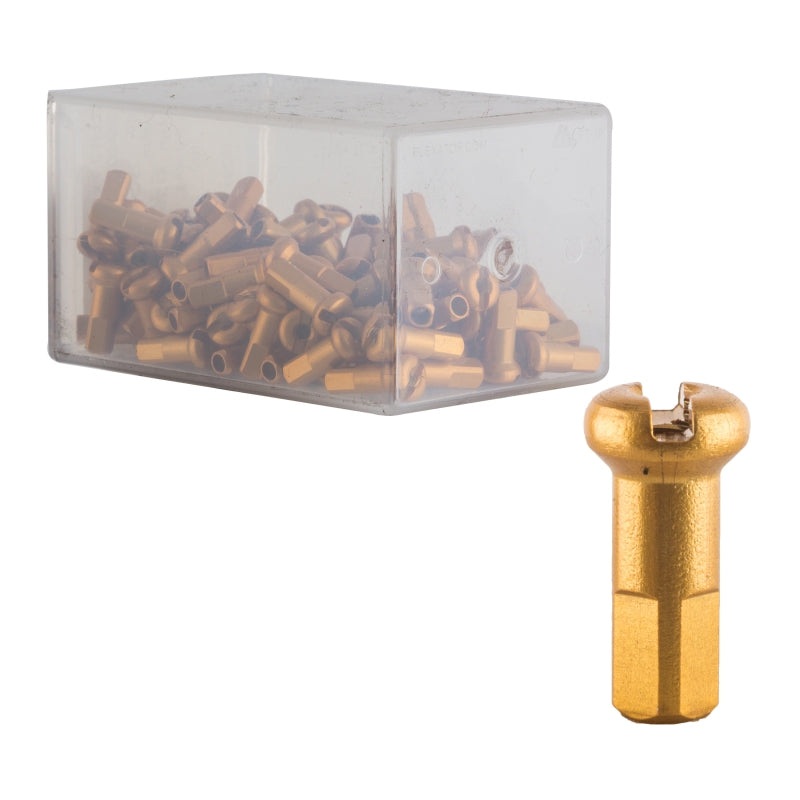 DT Swiss Standard Spoke Nipples – Aluminum 2.0 x 12mm Gold Box of 100
