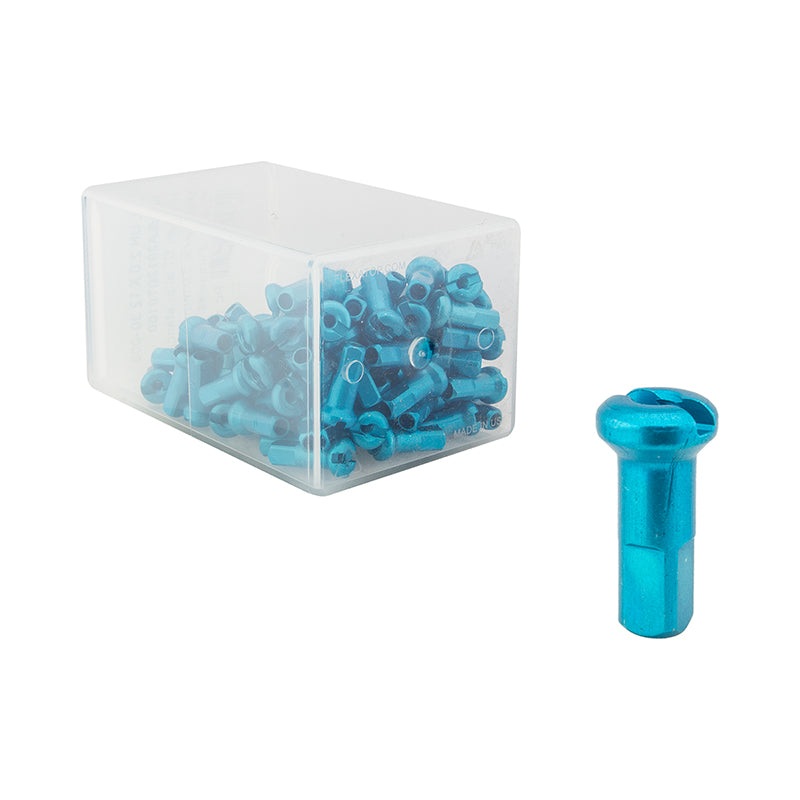 DT Swiss Standard Spoke Nipples – Aluminum 2.0 x 12mm Turquoise Box of 100