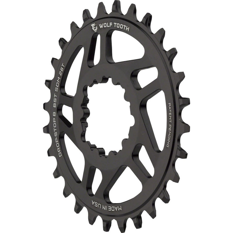 Wolf Tooth Direct Mount Chainring – 28t SRAM Direct Mount Drop-Stop B For SRAM 3-Bolt Boost Cranks 3mm Offset BLK