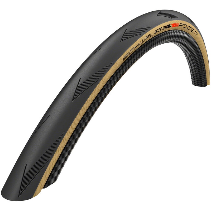 Schwalbe Pro One TT Tire – 700 x 25 Tubeless Folding BLK/Tan Evolution Line Addix Race