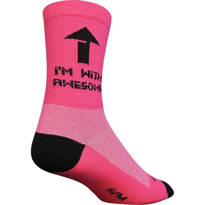 SockGuy Crew I’m With Awesome Socks – 6 Pink Large/X-Large