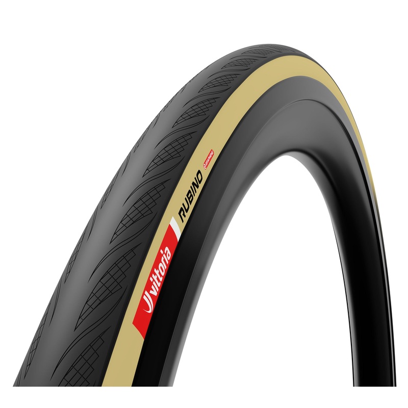 Vittoria Rubino V Tire – 700 x 34 Clincher Folding BLK/Tan 1C Graphene + Silica G2.0
