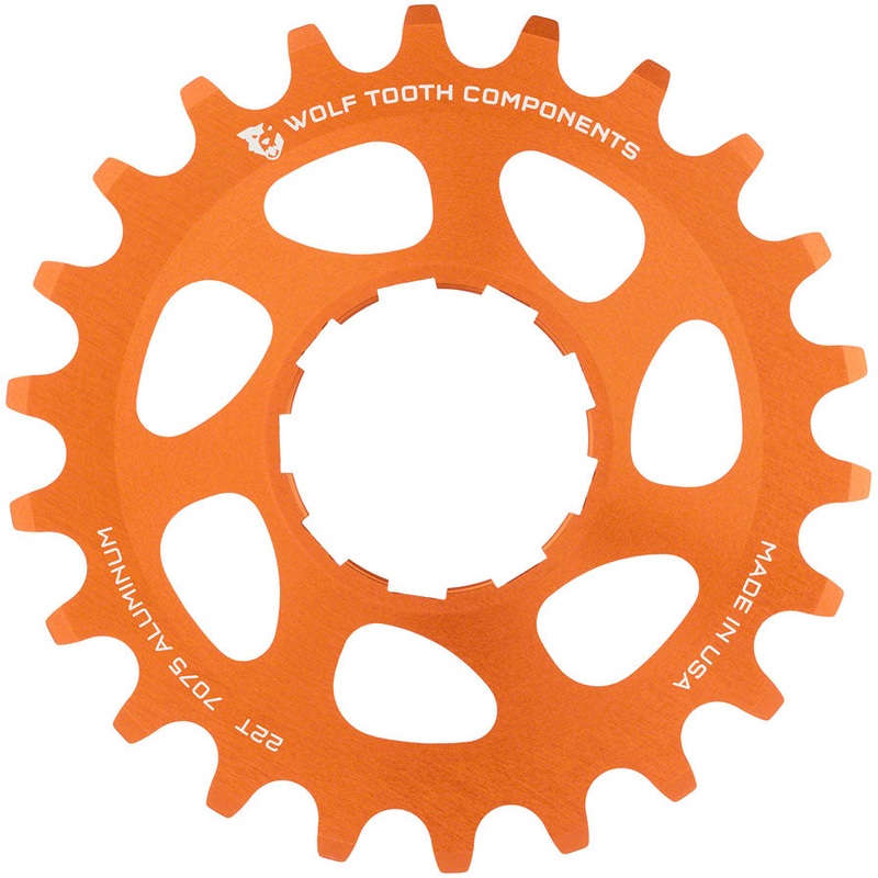 Wolf Tooth Single Speed Aluminum Cog – 22t Compatible 3/32 Chains Orange