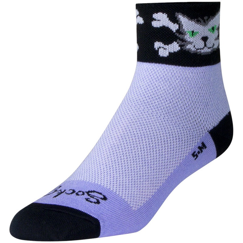 SockGuy Classic Bad Kitty Socks – 2 Purple Women’s Small/Medium