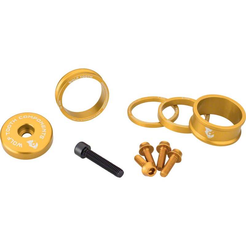 Wolf Tooth BlingKit: Headset Spacer Kit 3 510 15mm Gold
