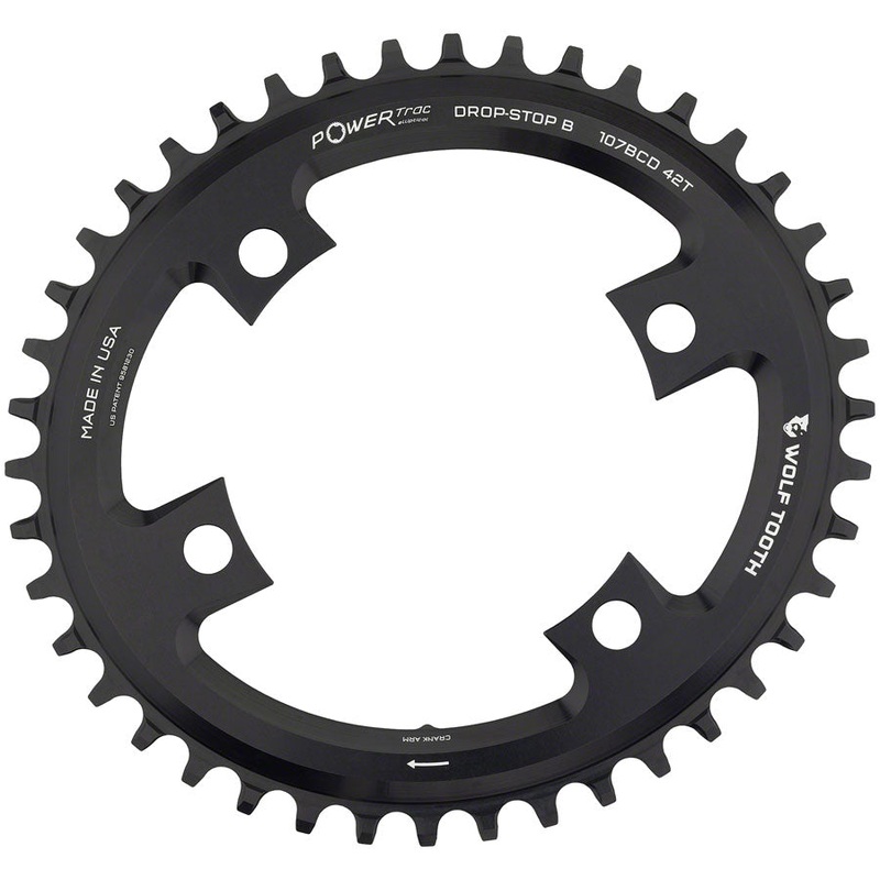 Wolf Tooth Elliptical 107 BCD Chainring – 42t Compatible SRAM 107 BCD Drop-Stop B 4-Bolt BLK