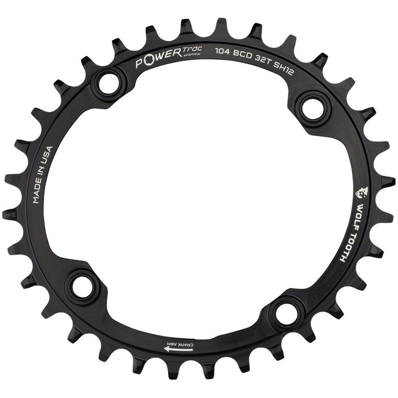 Wolf Tooth Elliptical 104 BCD Chainring – 34t 104 BCD 4-Bolt Drop-Stop ST Requires Shimano 12-Speed HG+ Chain BLK