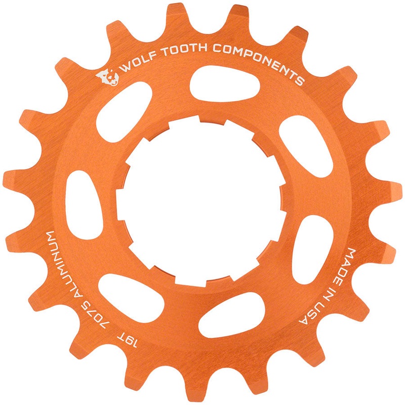 Wolf Tooth Single Speed Aluminum Cog – 19t Compatible 3/32 Chains Orange
