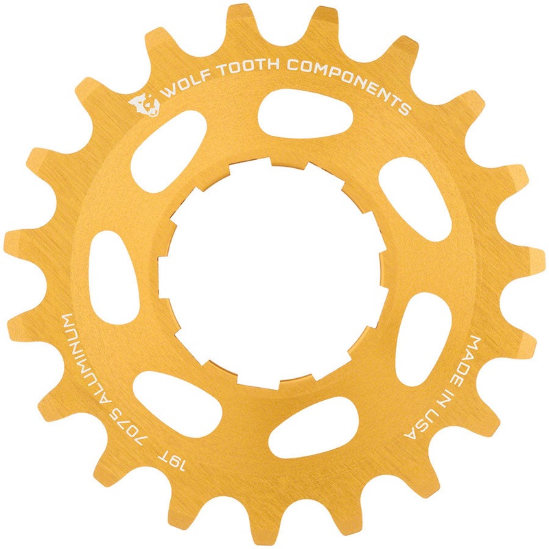 Wolf Tooth Single Speed Aluminum Cog – 19t Compatible with 3/32 Chains Gold