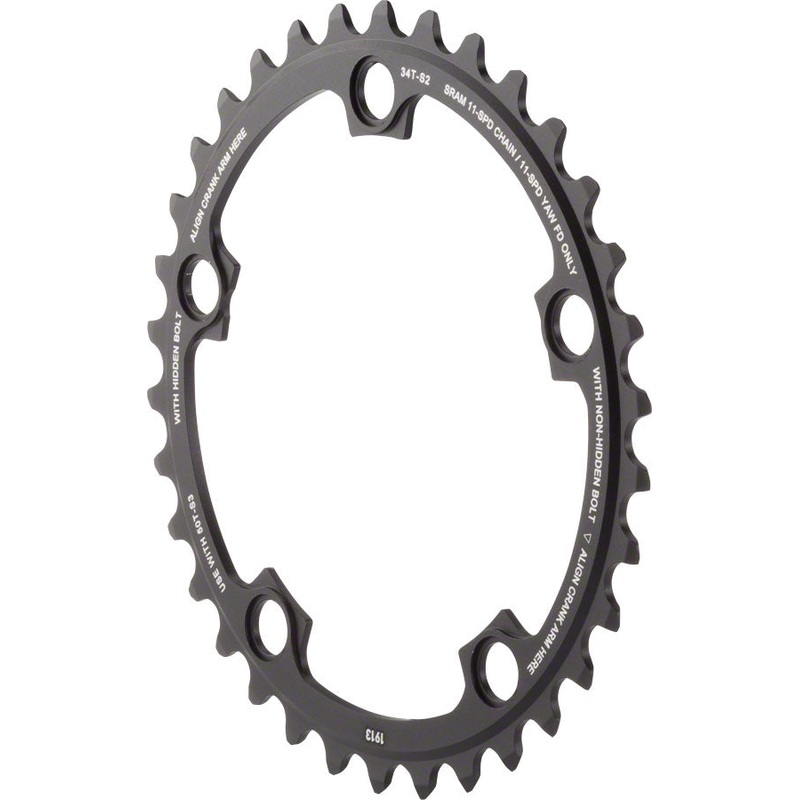 SRAM 11-Speed 34T 110mm BCD YAW Chainring Black Use with 50T