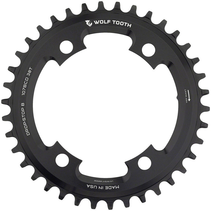 Wolf Tooth 107 BCD Chainring – 38t Compatible SRAM 107 BCD Drop-Stop B 4-Bolt BLK