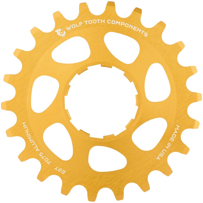 Wolf Tooth Single Speed Aluminum Cog – 22t Compatible with 3/32 Chains Gold