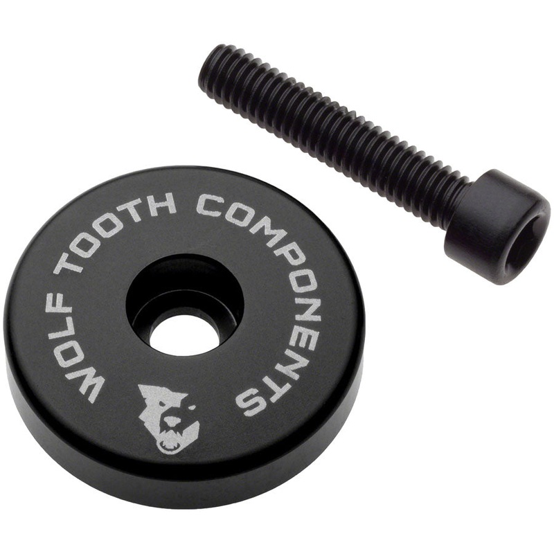 Wolf Tooth Ultralight Stem Cap with Integrated 5mm Spacer – Black