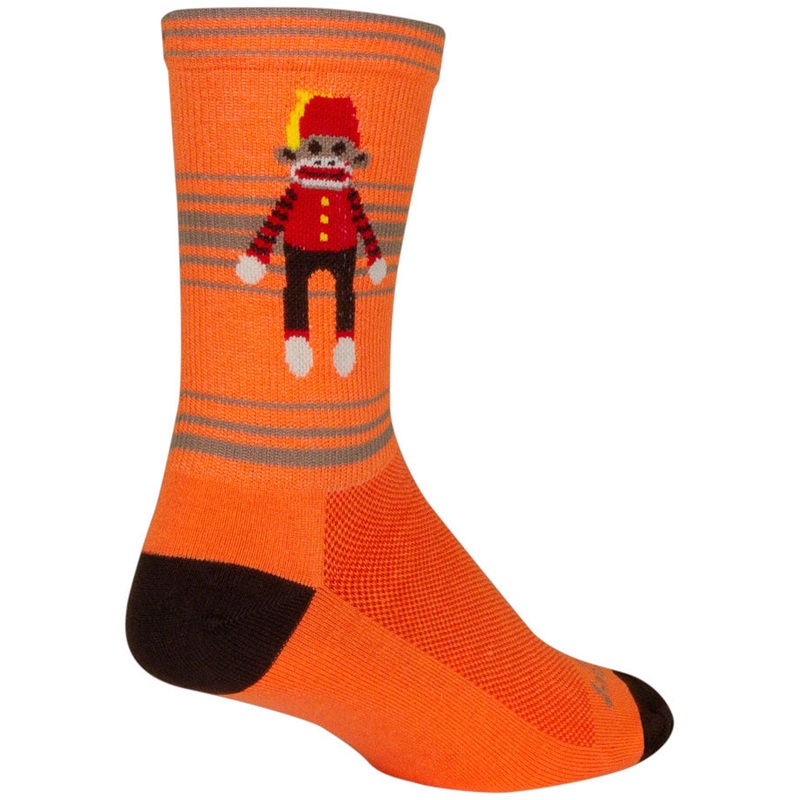 SockGuy Funky Monkey Crew Socks – 6 Orange/Red/Brown Large/X-Large