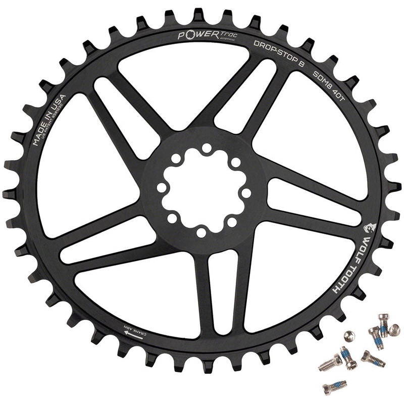 Wolf Tooth Elliptical Direct Mount Chainring – 44t SRAM Direct Mount Drop-Stop B For SRAM 8-Bolt Cranksets 6mm Offset BLK