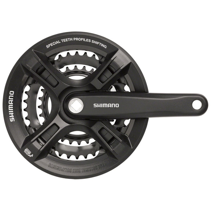 Shimano Altus FC-M311 Crankset – 170mm 7/8-Speed 42/32/22t Riveted Square Taper JIS Spindle Interface BLK With Chainguard