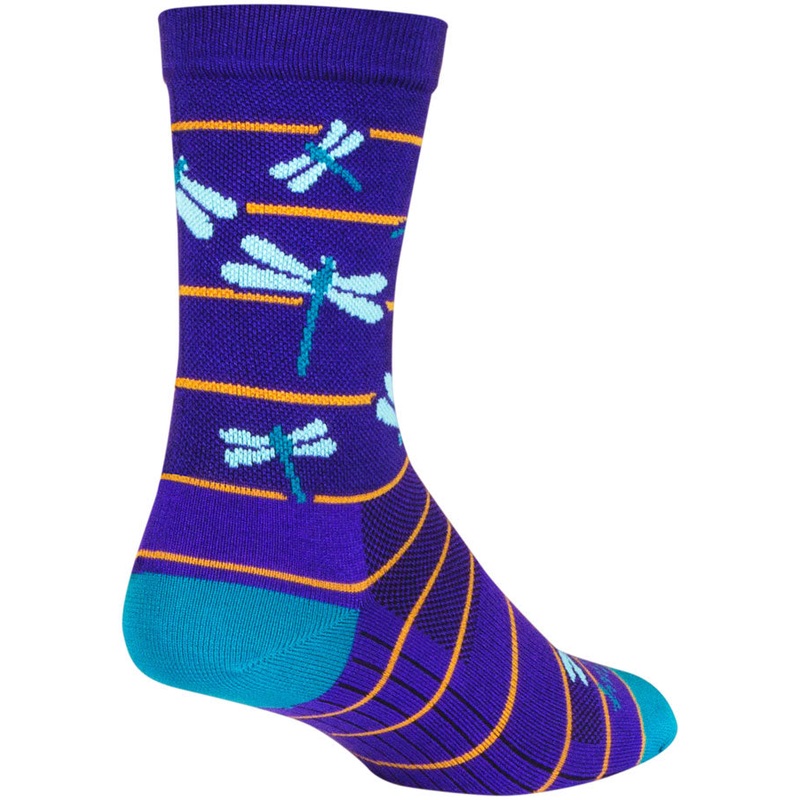 SockGuy Dragonflies Crew Socks – 6 Purple/Blue/Orange Small/Medium