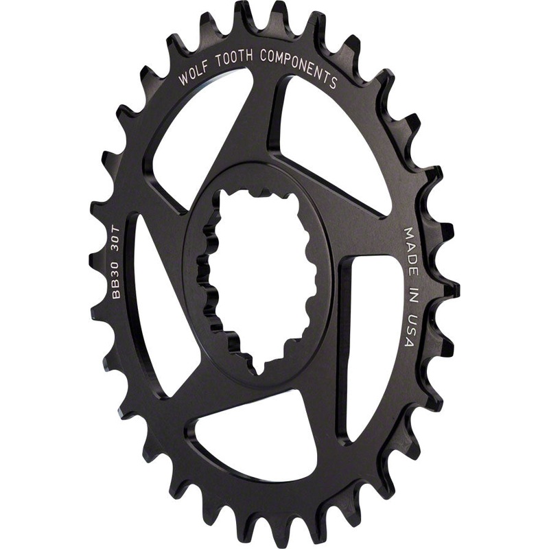 Wolf Tooth Direct Mount Chainring – 30t SRAM Direct Mount Drop-Stop A For BB30 Short Spindle Cranksets 0mm Offset BLK