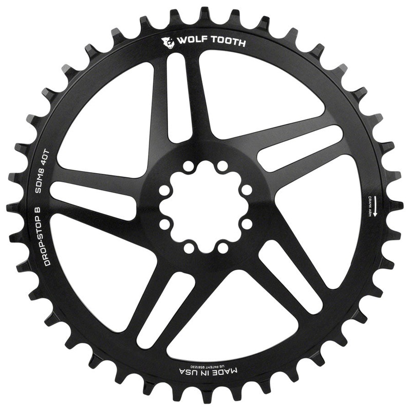 Wolf Tooth Direct Mount Chainring – 40t SRAM Direct Mount Drop-Stop B For SRAM 8-Bolt Cranksets 6mm Offset BLK