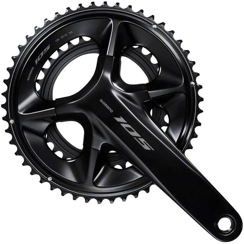 Shimano 105 FC-R7100 Crankset – 172.5mm 12-Speed 50/34t 110 Asymmetric BCD Hollowtech II Spindle Interface BLK