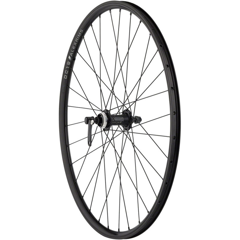 Quality Wheels Value Double Wall Series Rim+Disc Front Wheel – 26 QR x 100mm Center-Lock /Rim Brake BLK Clincher 32H