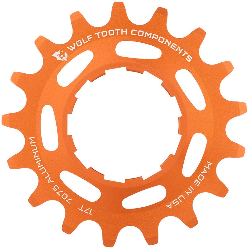 Wolf Tooth Single Speed Aluminum Cog – 17t Compatible 3/32 Chains Orange