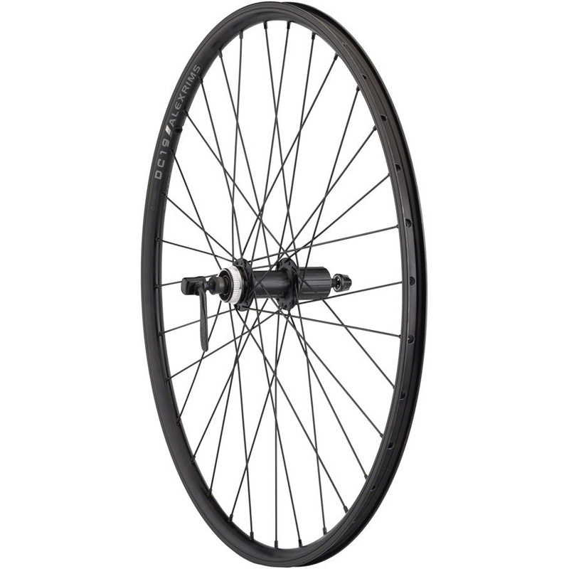 Quality Wheels Value Double Wall Series Rim+Disc Rear Wheel – 26 QR x135mm Center-Lock/Rim Brake HG10 BLK Clincher 32H