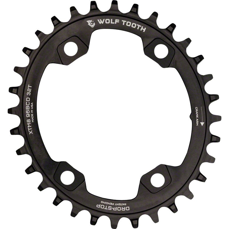 Wolf Tooth Elliptical 96 BCD Chainring – 32t 96 Asymmetric BCD 4-Bolt Drop-Stop A For Shimano XTR M9000 M9020 Cranks BLK