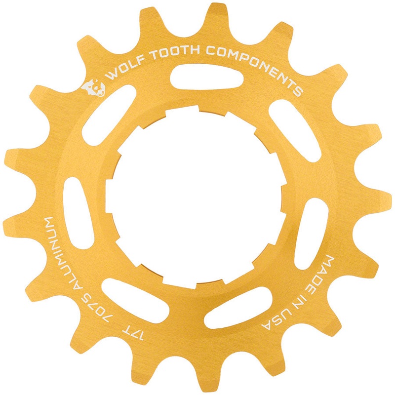 Wolf Tooth Single Speed Aluminum Cog – 17t Compatible with 3/32 Chains Gold