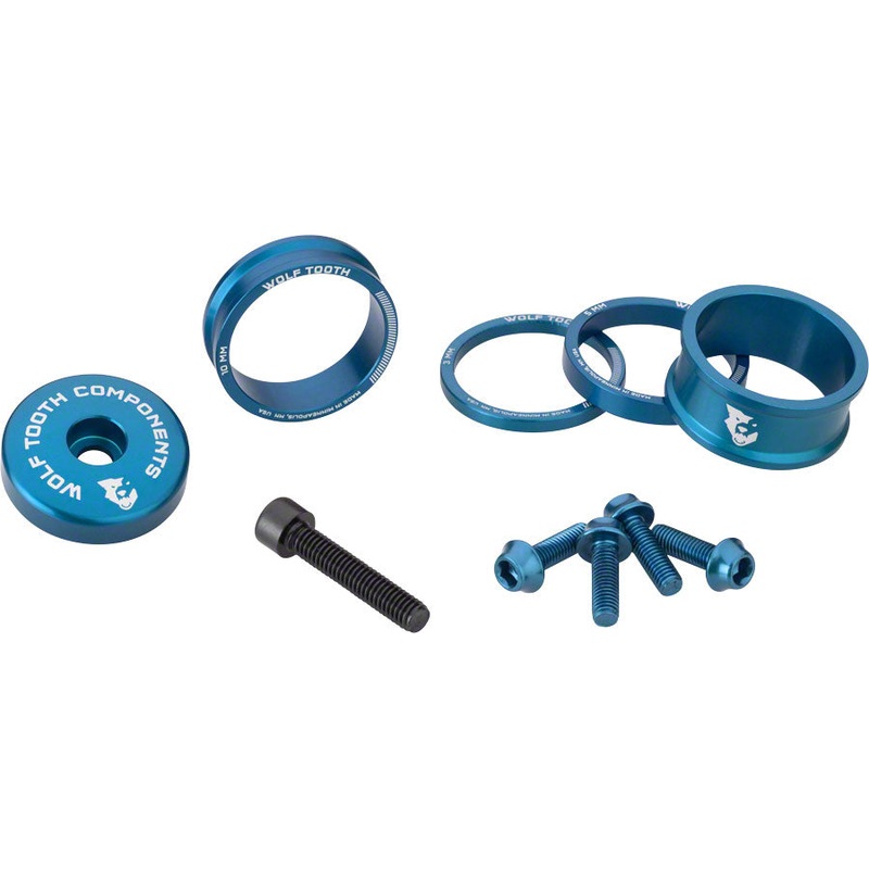 Wolf Tooth BlingKit: Headset Spacer Kit 3 510 15mm Blue