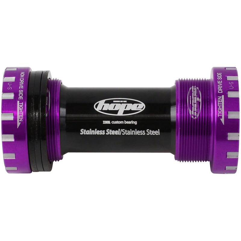 Hope BSA Threaded Bottom Bracket – 68/73mm For 24mm Spindle Stainless Purple